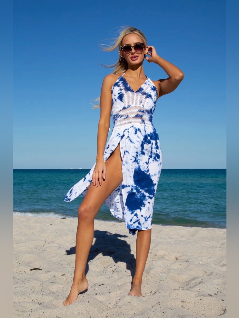 Seaspice Resort Wear Blue and White Tie-Dye Smocked Maxi Dress
NWT - Picture 2 of 10